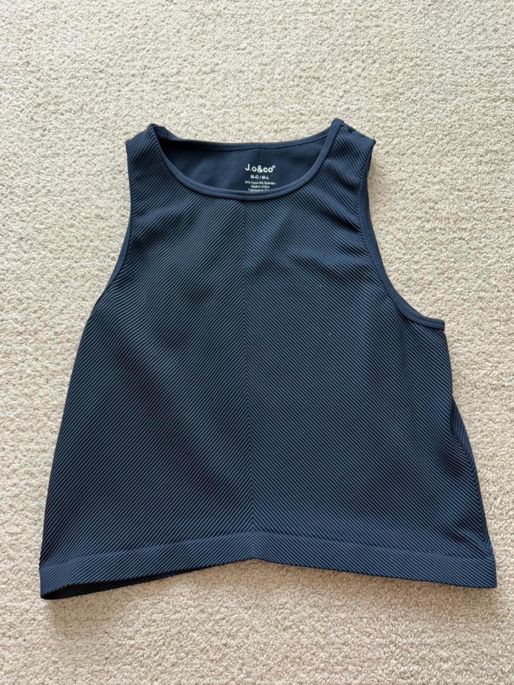 J.O. & Co Navy Textured Ribbed Tank Top - Women